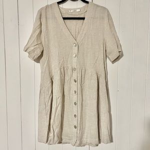 Linen blend babydoll dress